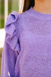 Girls: Give Me A Call Lavender Purple Ruffled Blouse