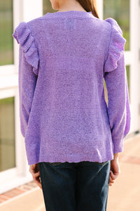 Girls: Give Me A Call Lavender Purple Ruffled Blouse