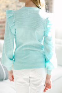 Girls: Reach Out Ice Blue Ruffled Sweater