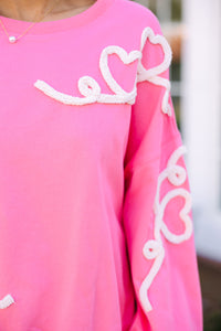 pink pullovers, valentine's day pullovers, heart detailed sweatshirt