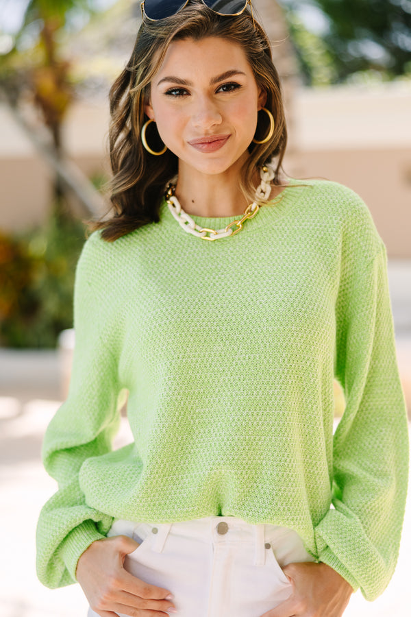 The Slouchy Lime Green Bubble Sleeve Sweater – Shop the Mint
