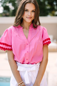 Free To Be You Pink Button Down Blouse