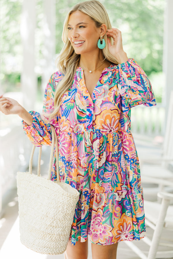 Easy To See Orchid & Blue Abstract Dress Shop the Mint Easy To See Orchid & Blue Abstract Dress Shop the Mint