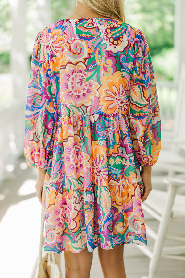 Easy To See Orchid & Blue Abstract Dress Shop the Mint Easy To See Orchid & Blue Abstract Dress Shop the Mint