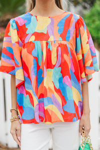 Easy To Find Red Abstract Blouse