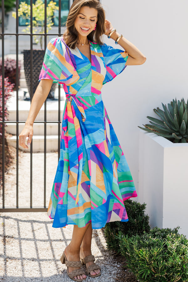 Story To Tell Blue Abstract Midi Dress – Shop the Mint