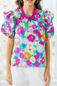 Living In A Dream Blue Floral Blouse