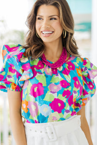 Living In A Dream Blue Floral Blouse