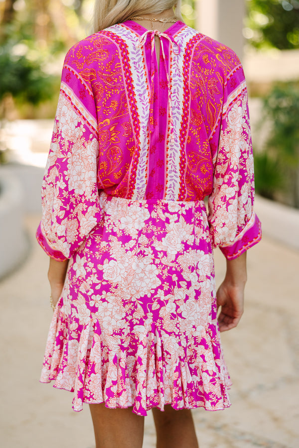 Know You Better Fuchsia Pink Floral Dress