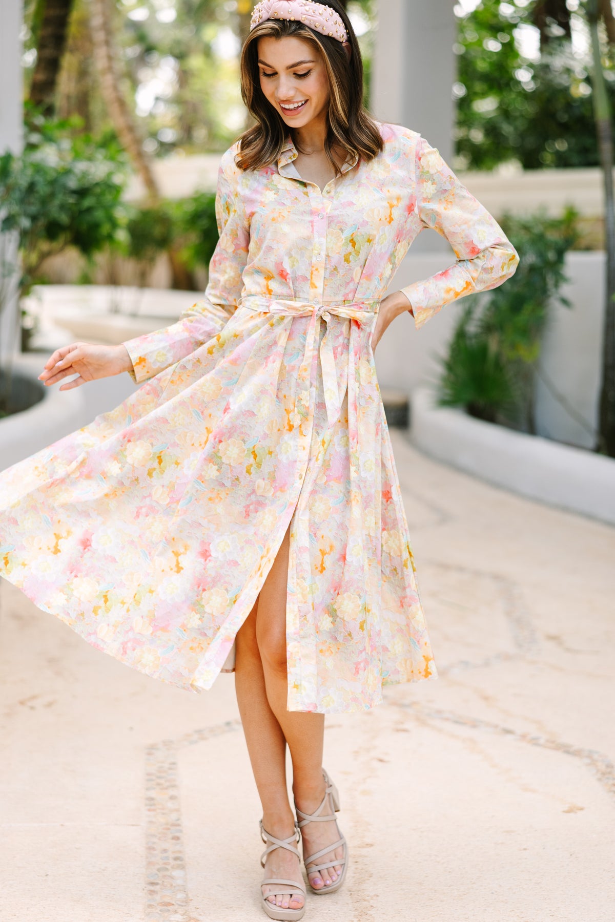 Pure Happiness Pink Abstract Midi Dress – Shop the Mint