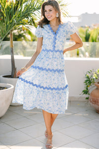 Call On Me Blue Floral Midi Dress