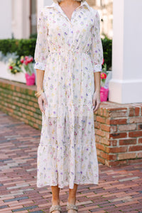 Show You Off White Ditsy Floral Maxi Dress