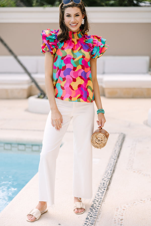All About The Drama Multi Colored Abstract Blouse