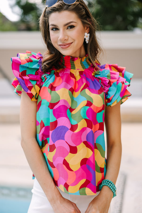 All About The Drama Multi Colored Abstract Blouse