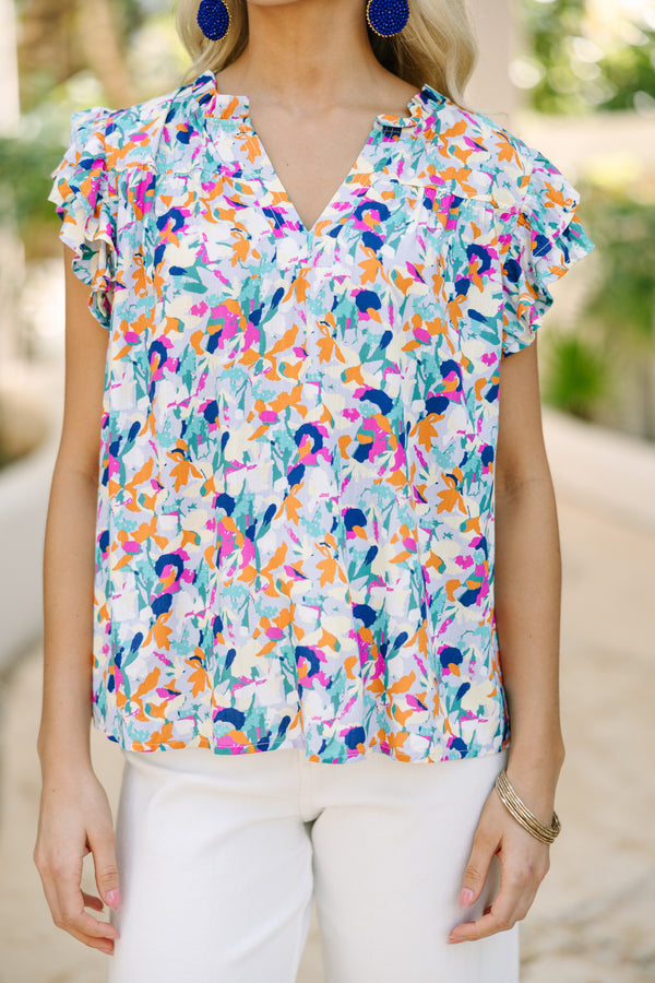 No Day Like Today Blue Floral Blouse