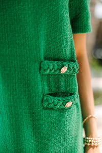 As You Out Green Tweed Shift Dress