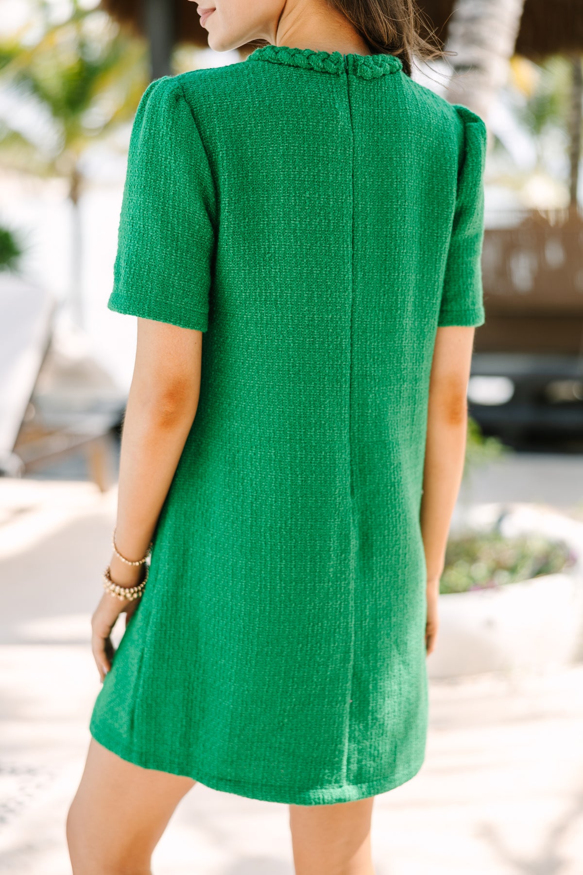 Ask You Out Green Tweed Shift Dress Ask You Out Green Tweed Shift Dress
