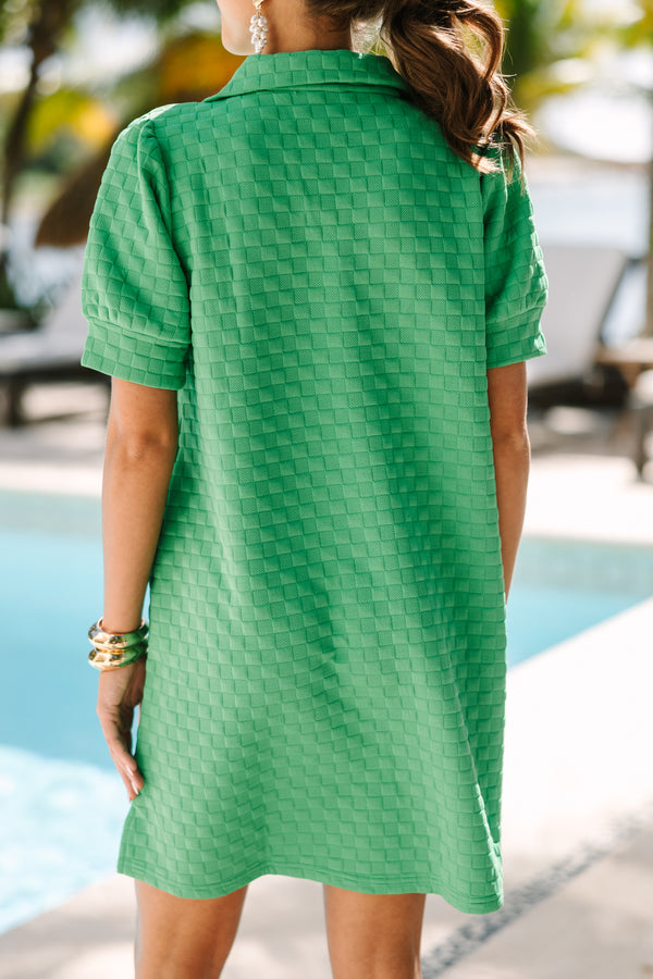 Nice To See You Kelly Green Textured Dress