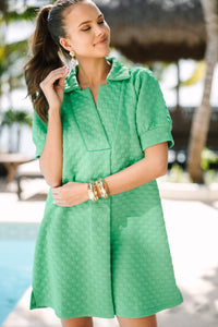 Nice To See You Kelly Green Textured Dress
