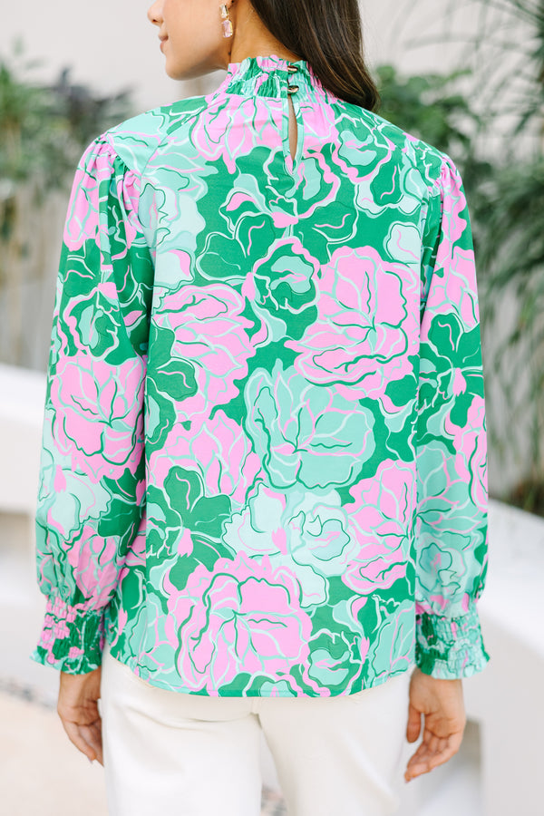 Light Pink/Green Floral Blouse main image 1