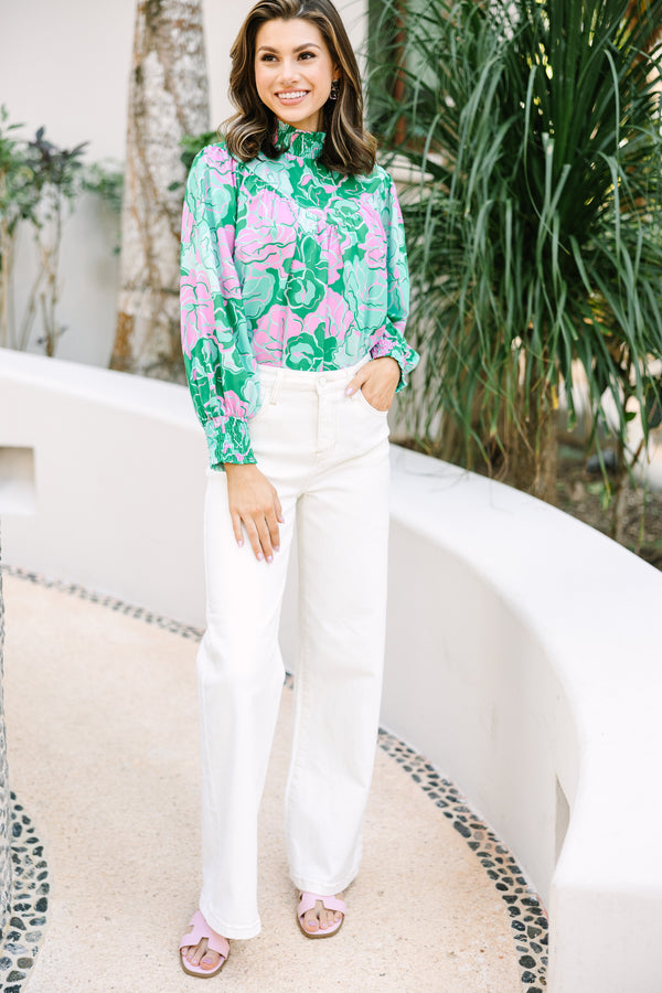 All In Green Floral Blouse