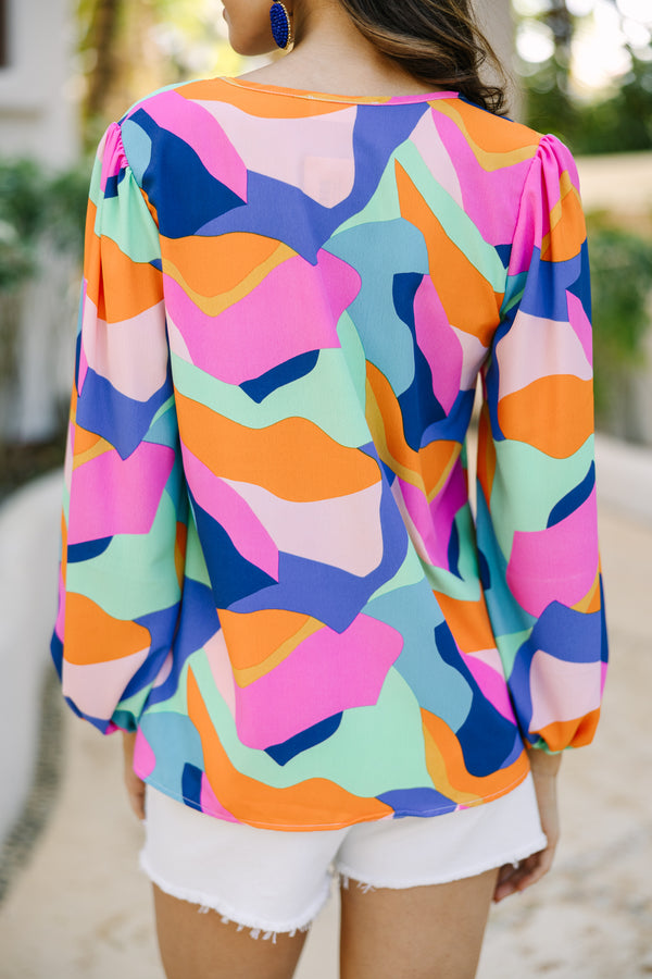 Big News Mint Green Abstract Blouse