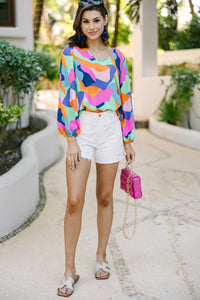 abstract blouse, spring blouse, colorful blouses for women