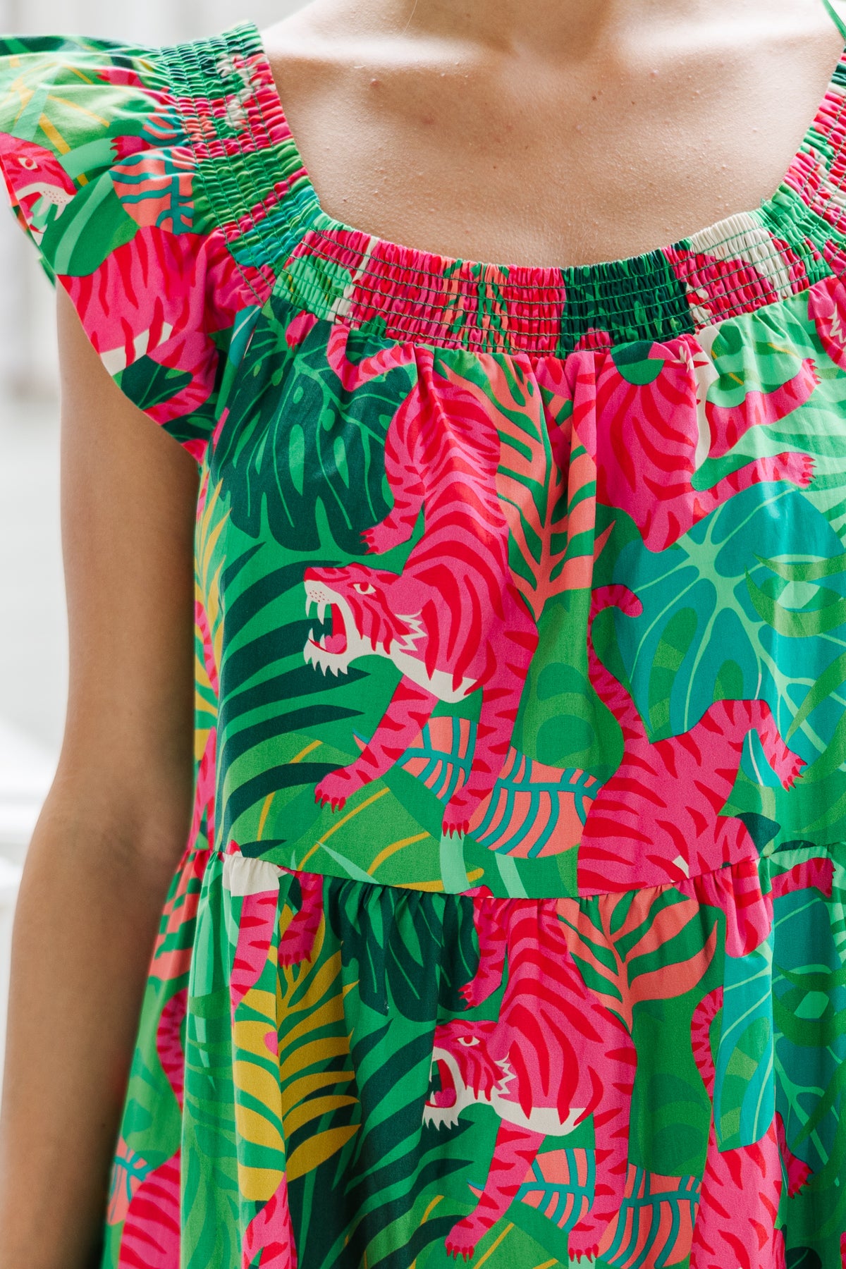 Odina Green Tropical Dress main image 0