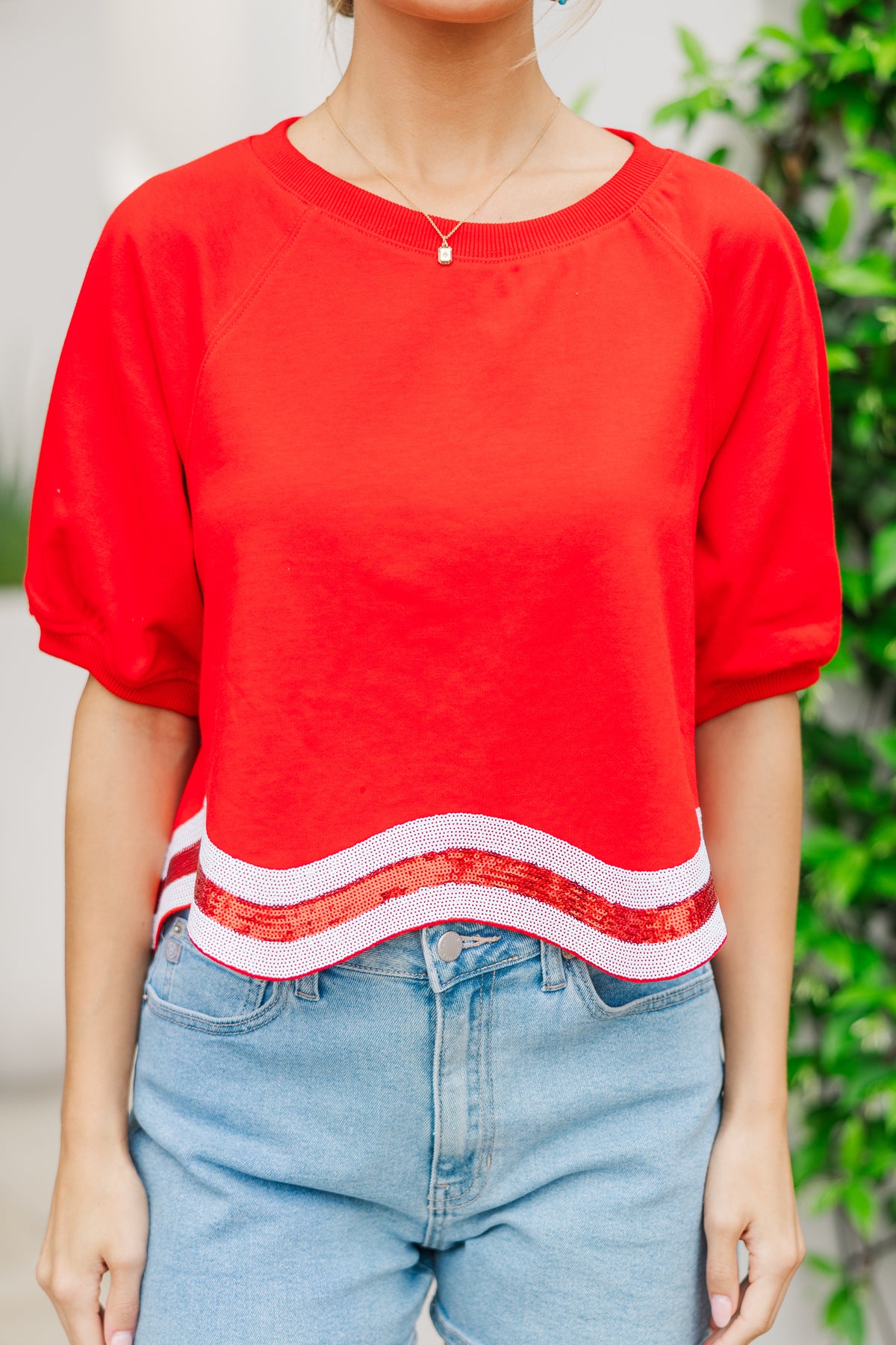 You're A Firework Red Sequin Trimmed Top – Shop the Mint
