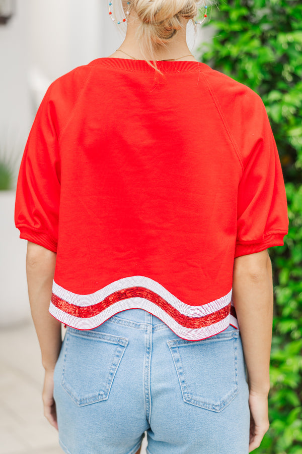 You're A Firework Red Sequin Trimmed Top – Shop the Mint