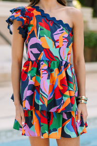 Living Loud Navy Blue Abstract Dress