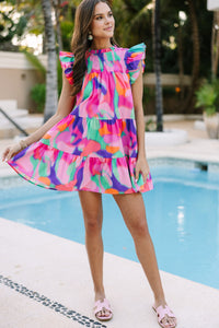 Can't Stop Pink Abstract Babydoll Dress