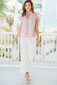All About You White Ditsy Floral Blouse