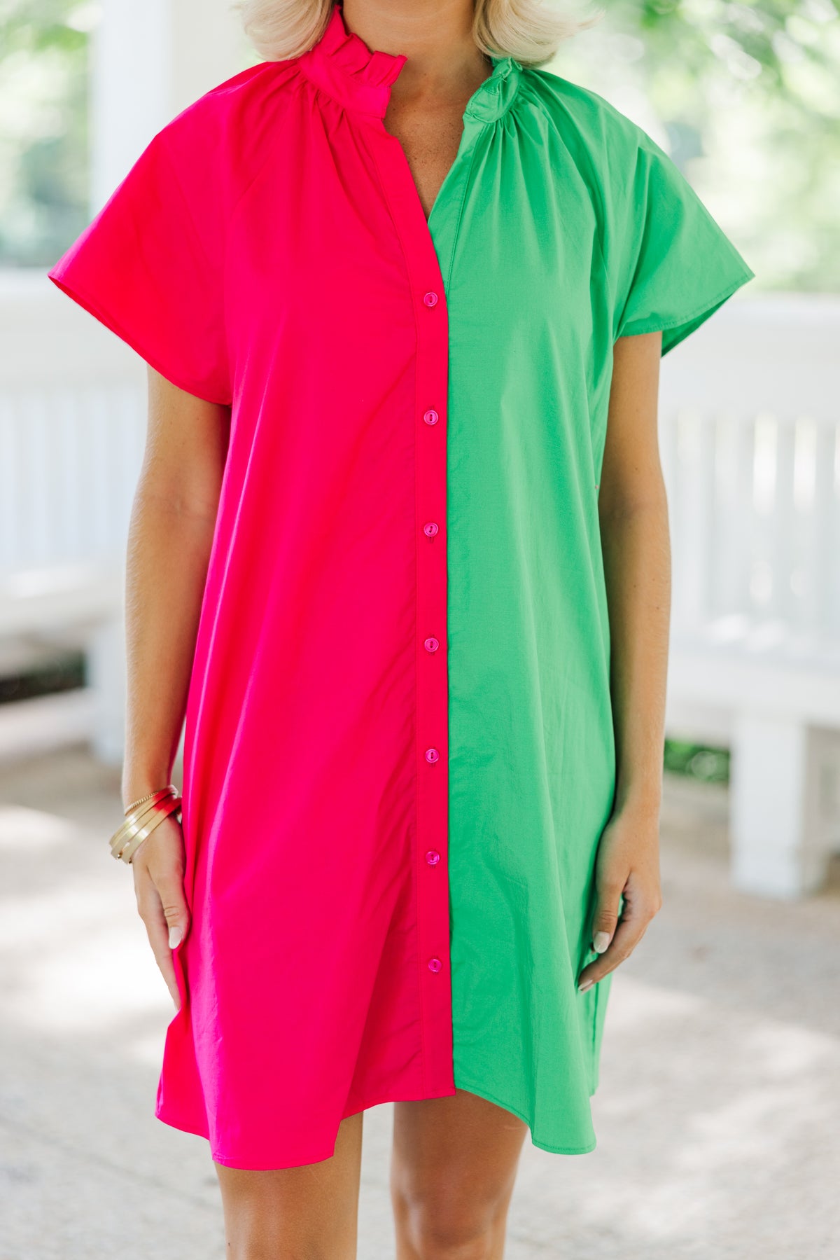 Speak Up Fuchsia/Green Colorblock Dress – Shop the Mint