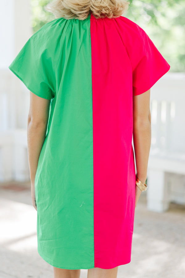 Speak Up Fuchsia/Green Colorblock Dress Shop the Mint Speak Up Fuchsia/Green Colorblock Dress Shop the Mint