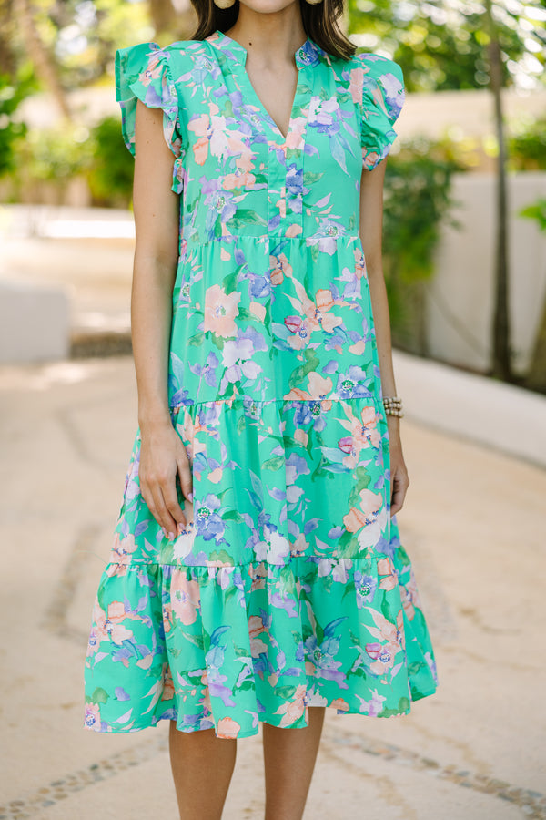 Tell Me More Green Floral Midi Dress Shop the Mint Tell Me More Green Floral Midi Dress Shop the Mint