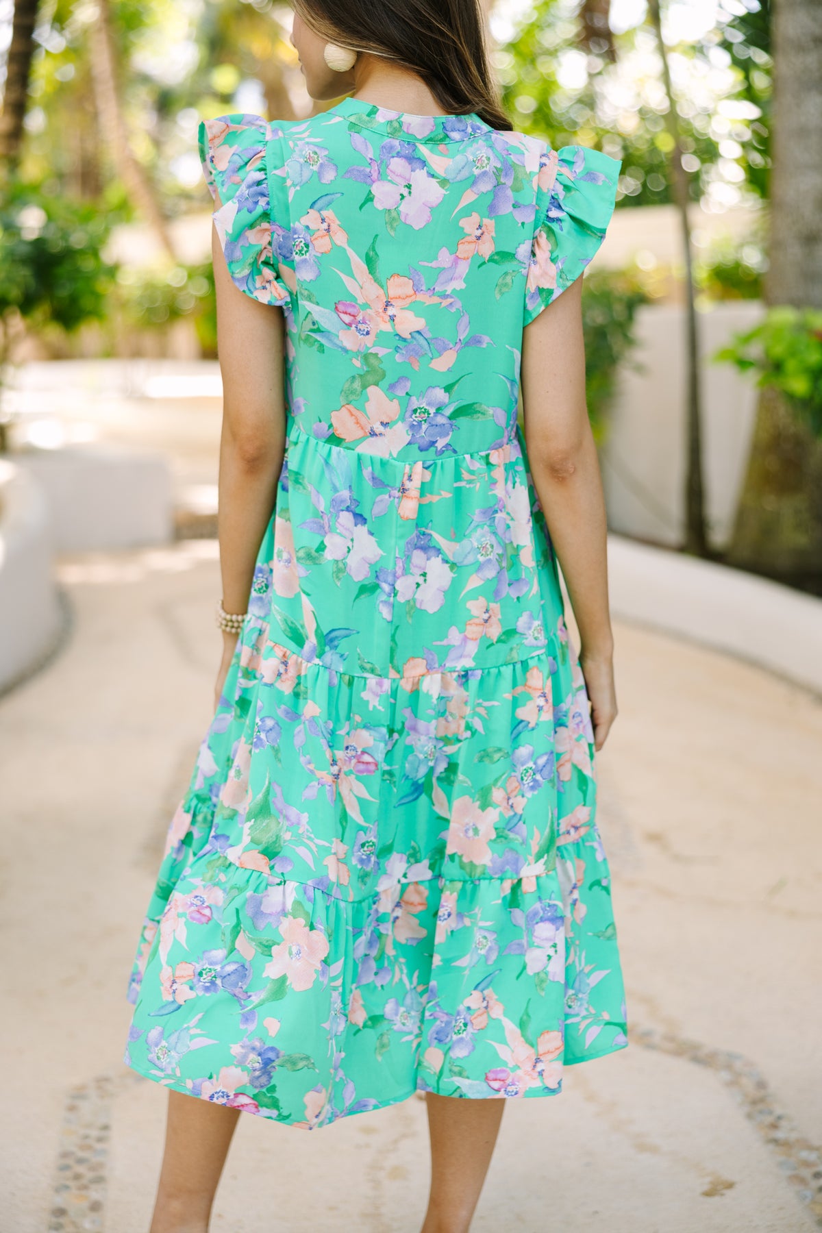 text me later midi dress green Tell Me More Green Floral Midi Dress – Shop the Mint