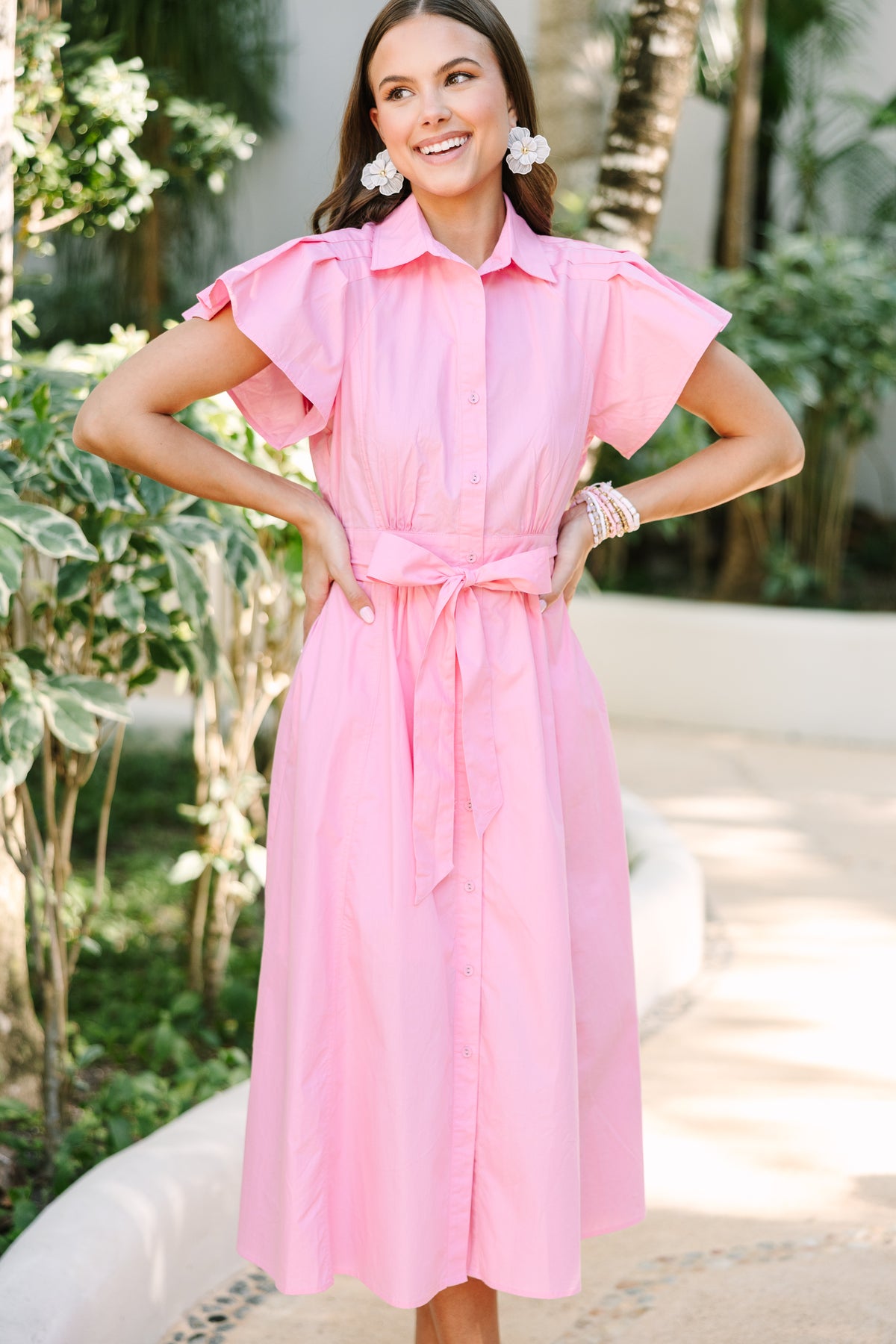 knee length dresses for ladies All In A Dream Pink Midi Dress – Shop the Mint