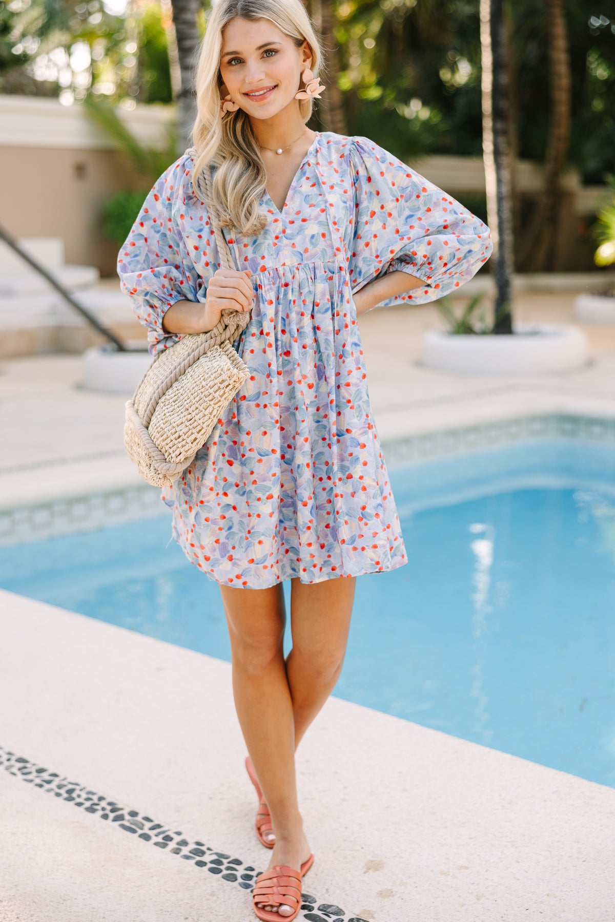 Tell It All Light Blue Floral Babydoll Dress – Shop the Mint