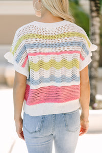Just For Fun Pink Striped Sweater