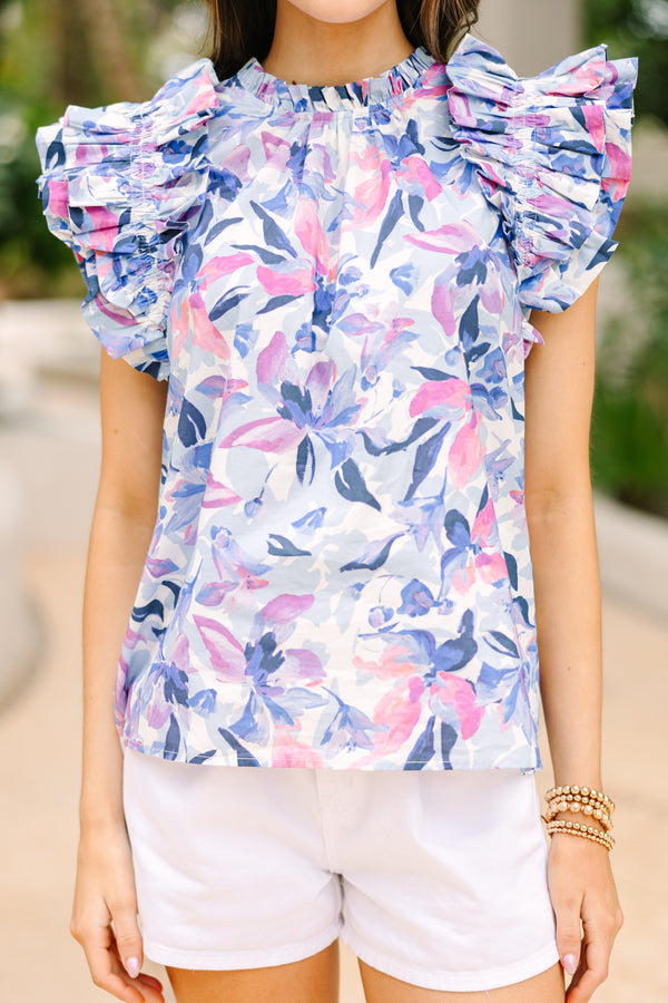 All Is Well Blue Floral Blouse