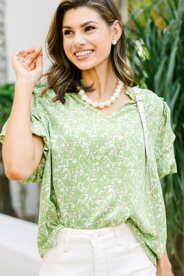succulent blouse Just What You Though Green Floral Blouse – Shop the Mint