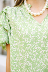 Just What You Though Green Floral Blouse