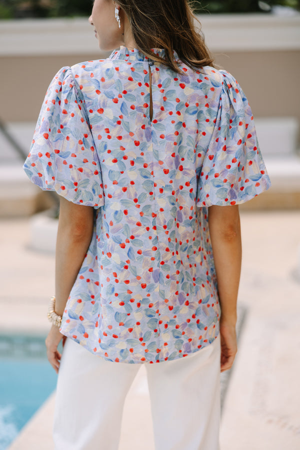 Carissa Light Blue Floral Blouse