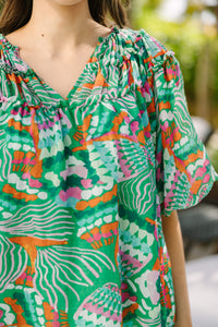Go For It Green Abstract Blouse