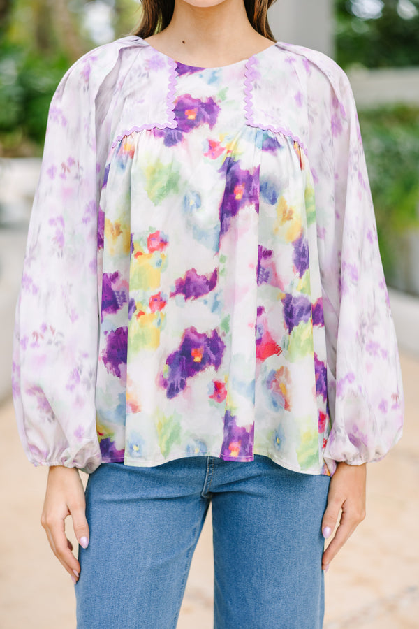 In The Beginning Purple Floral Blouse