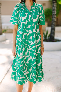 Listen To Your Heart Green Floral Midi Dress