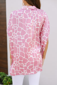 Feeling Your Best Mauve Pink Giraffe Print Blouse