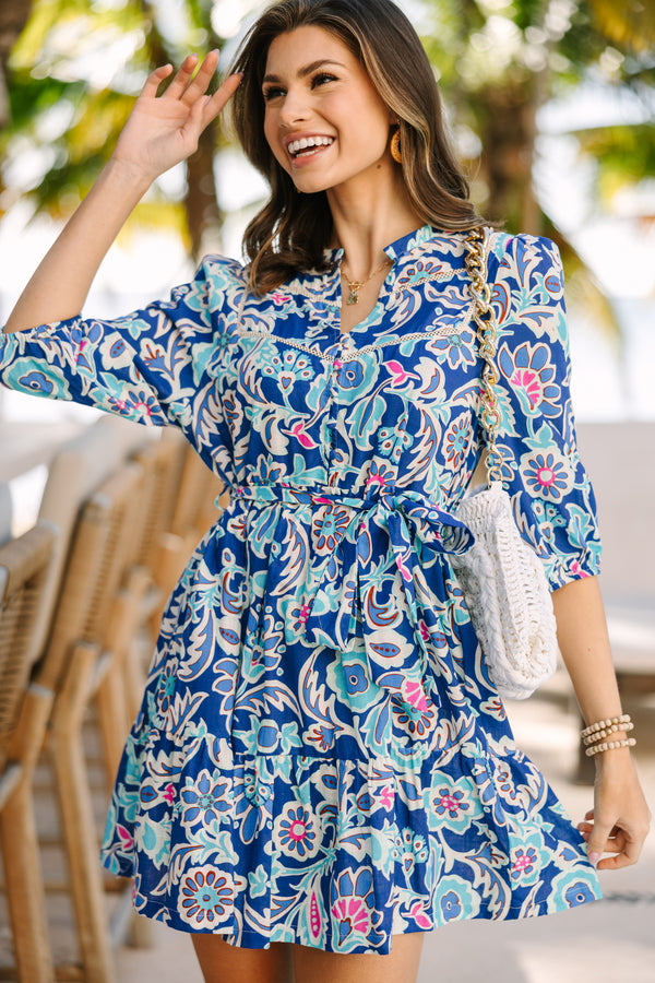Give Your All Blue Floral Dress