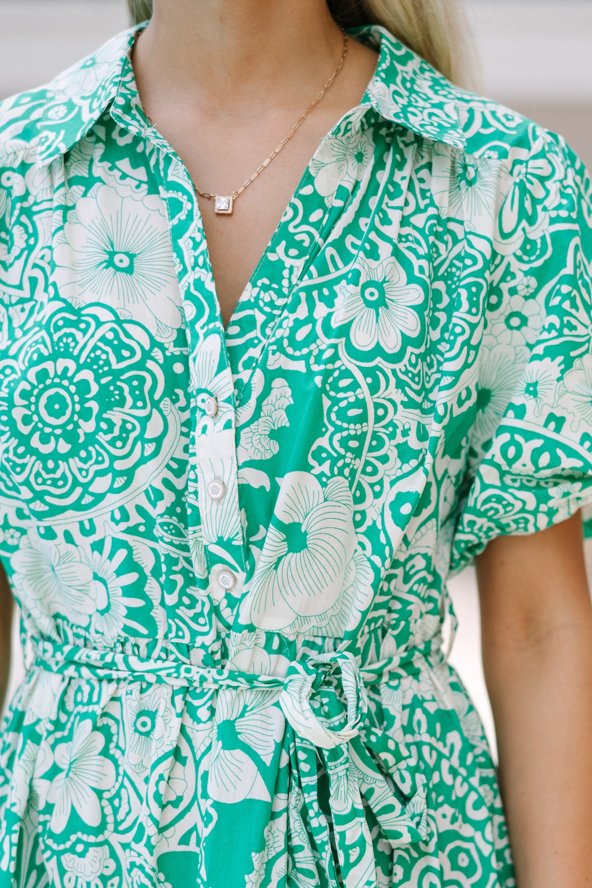The Who Me Dress in Green Floral